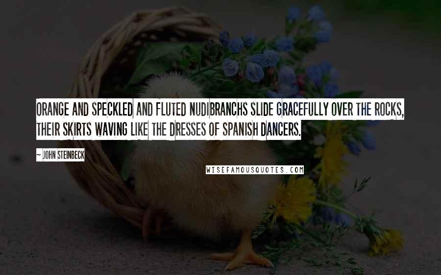 John Steinbeck Quotes: Orange and speckled and fluted nudibranchs slide gracefully over the rocks, their skirts waving like the dresses of Spanish dancers.