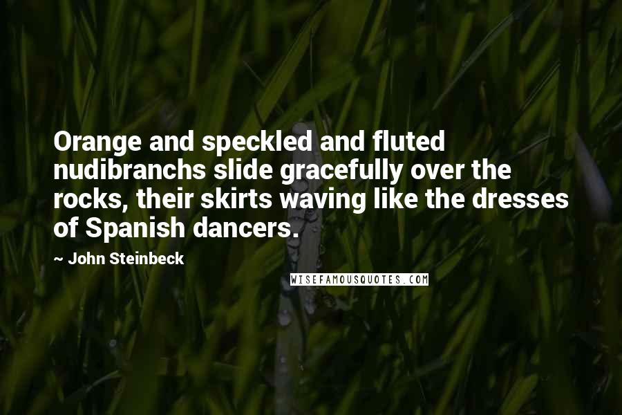 John Steinbeck Quotes: Orange and speckled and fluted nudibranchs slide gracefully over the rocks, their skirts waving like the dresses of Spanish dancers.