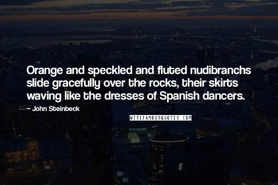 John Steinbeck Quotes: Orange and speckled and fluted nudibranchs slide gracefully over the rocks, their skirts waving like the dresses of Spanish dancers.