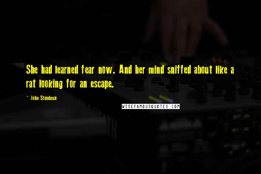 John Steinbeck Quotes: She had learned fear now. And her mind sniffed about like a rat looking for an escape.