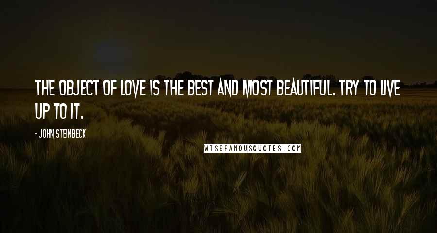 John Steinbeck Quotes: The object of love is the best and most beautiful. Try to live up to it.