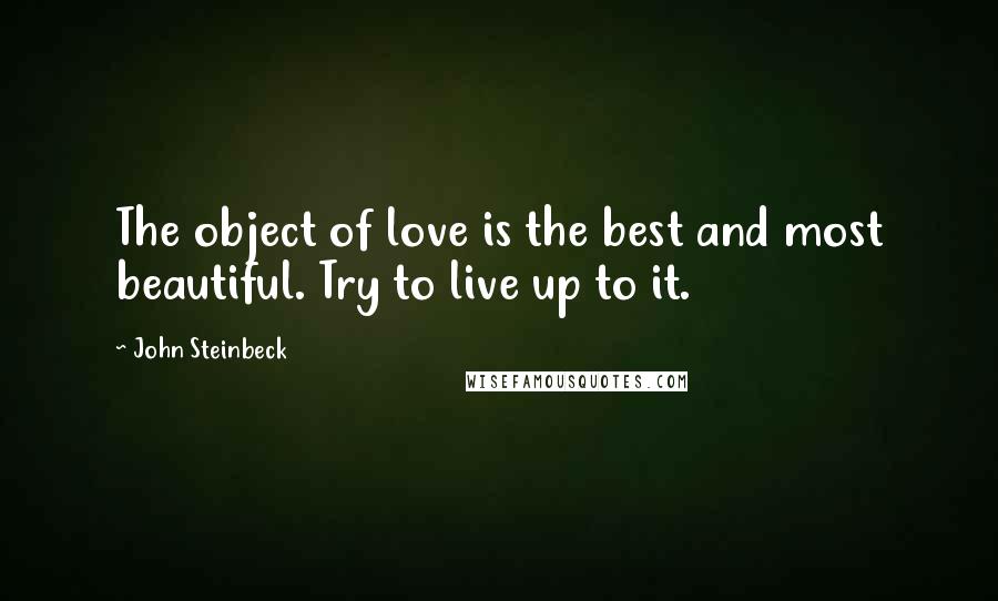 John Steinbeck Quotes: The object of love is the best and most beautiful. Try to live up to it.