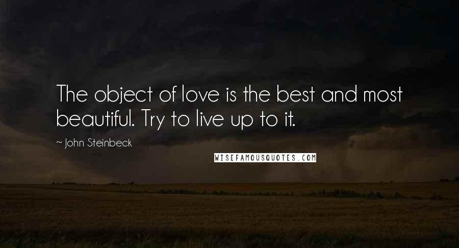 John Steinbeck Quotes: The object of love is the best and most beautiful. Try to live up to it.