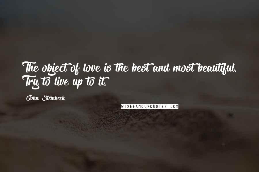 John Steinbeck Quotes: The object of love is the best and most beautiful. Try to live up to it.