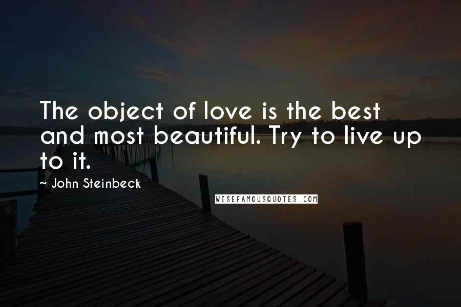 John Steinbeck Quotes: The object of love is the best and most beautiful. Try to live up to it.