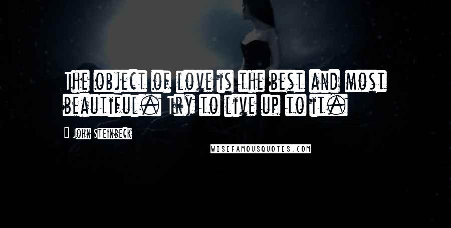 John Steinbeck Quotes: The object of love is the best and most beautiful. Try to live up to it.