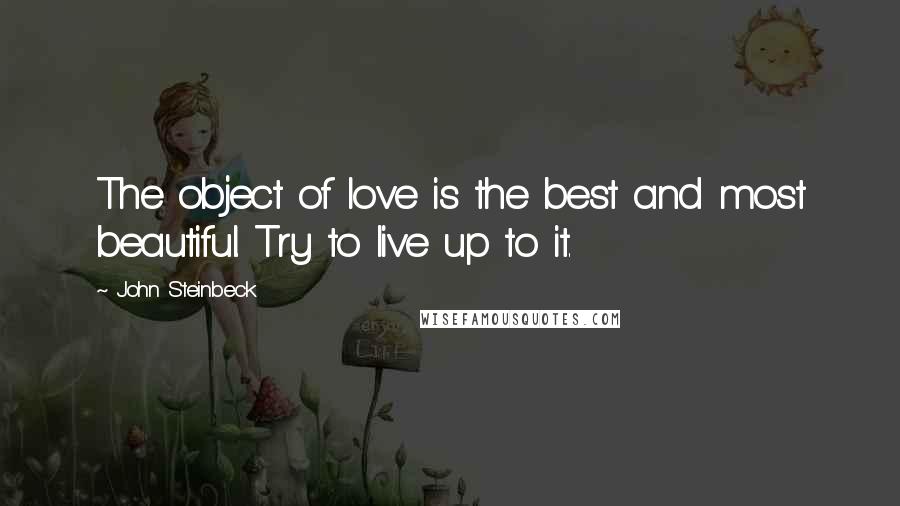 John Steinbeck Quotes: The object of love is the best and most beautiful. Try to live up to it.