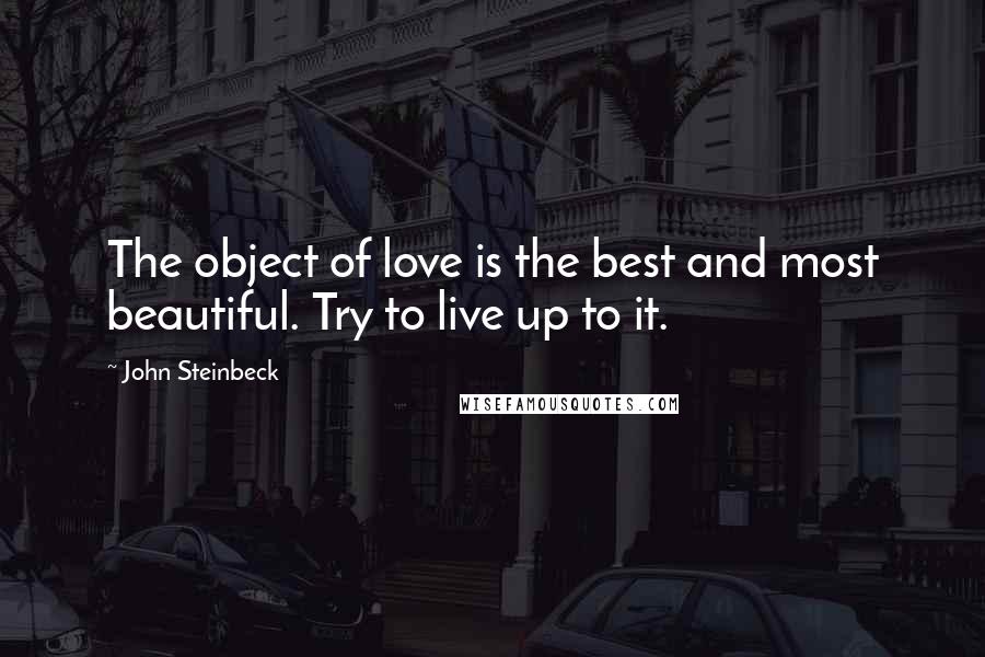John Steinbeck Quotes: The object of love is the best and most beautiful. Try to live up to it.