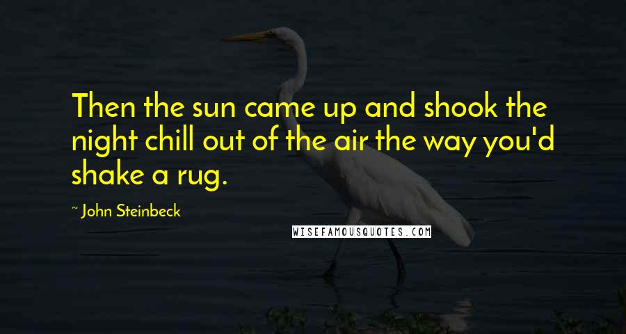 John Steinbeck Quotes: Then the sun came up and shook the night chill out of the air the way you'd shake a rug.