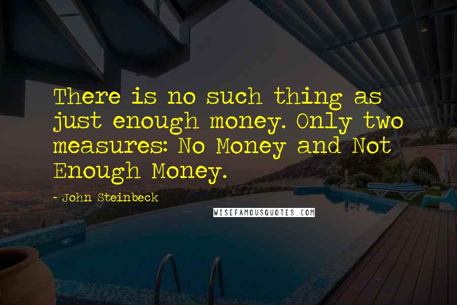 John Steinbeck Quotes: There is no such thing as just enough money. Only two measures: No Money and Not Enough Money.