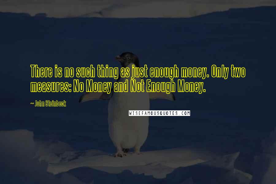 John Steinbeck Quotes: There is no such thing as just enough money. Only two measures: No Money and Not Enough Money.