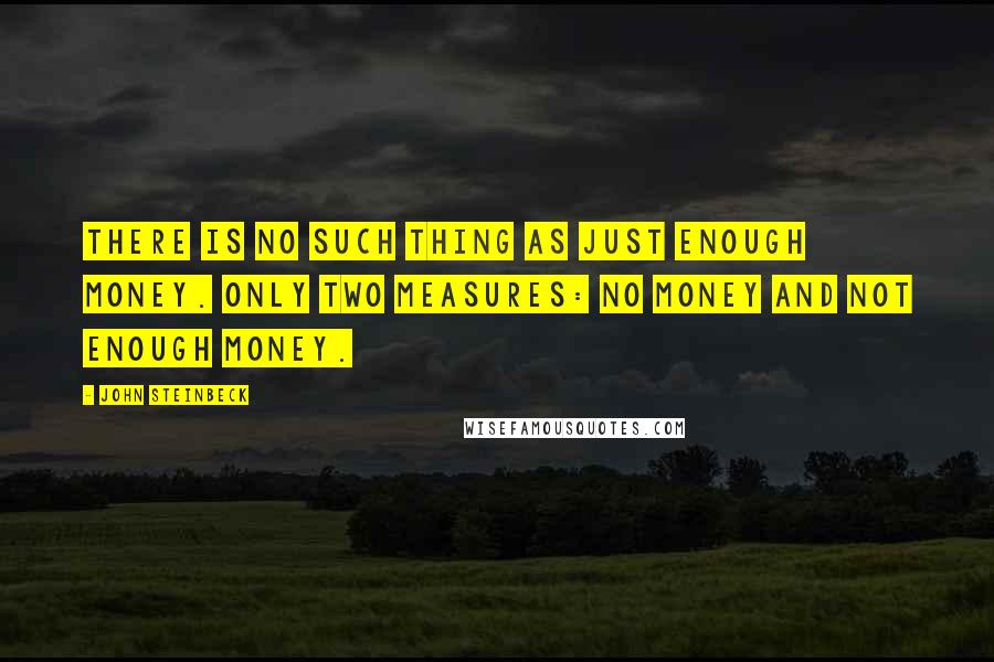 John Steinbeck Quotes: There is no such thing as just enough money. Only two measures: No Money and Not Enough Money.