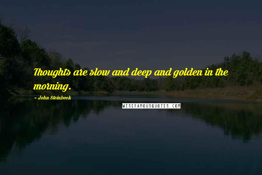 John Steinbeck Quotes: Thoughts are slow and deep and golden in the morning.