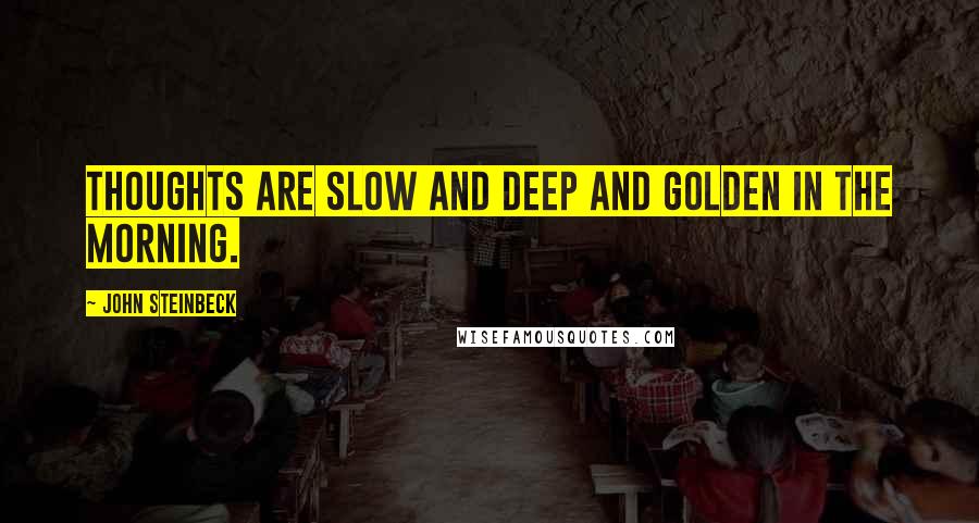 John Steinbeck Quotes: Thoughts are slow and deep and golden in the morning.