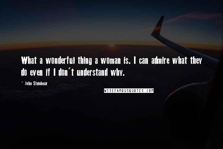 John Steinbeck Quotes: What a wonderful thing a woman is. I can admire what they do even if I don't understand why.