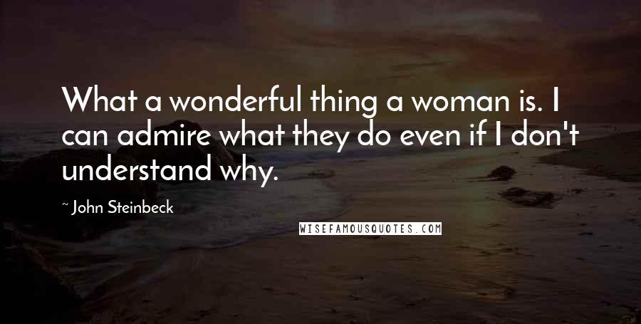 John Steinbeck Quotes: What a wonderful thing a woman is. I can admire what they do even if I don't understand why.