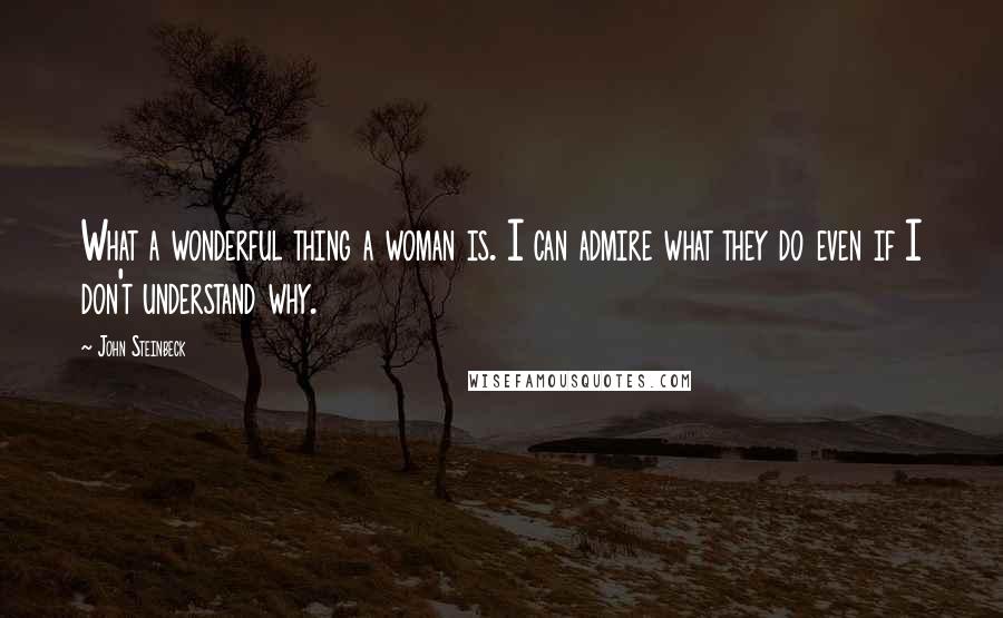 John Steinbeck Quotes: What a wonderful thing a woman is. I can admire what they do even if I don't understand why.