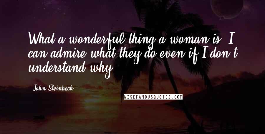 John Steinbeck Quotes: What a wonderful thing a woman is. I can admire what they do even if I don't understand why.