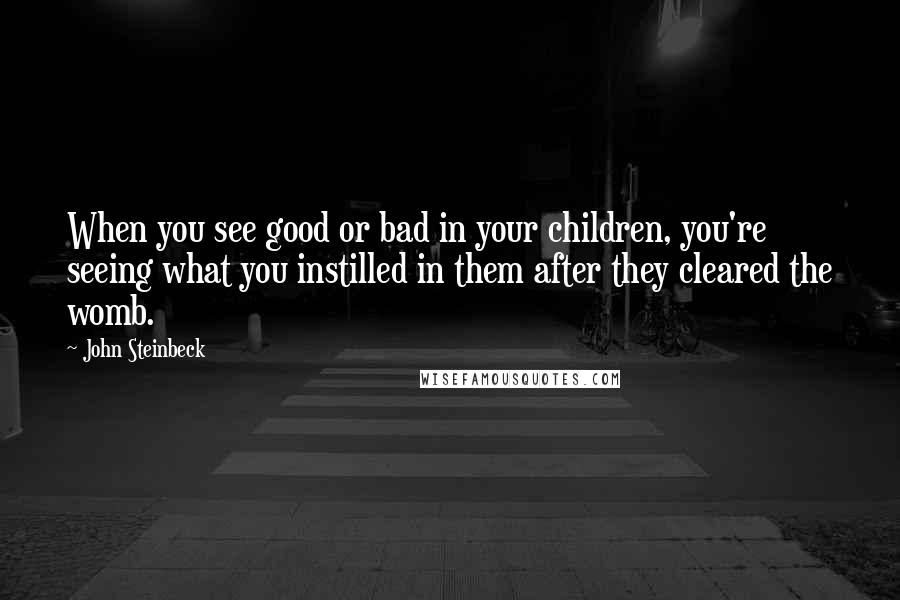 John Steinbeck Quotes: When you see good or bad in your children, you're seeing what you instilled in them after they cleared the womb.