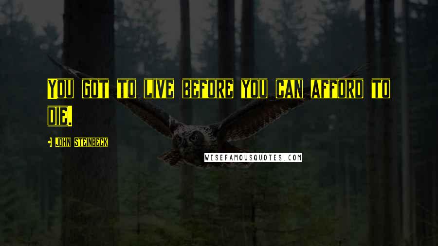 John Steinbeck Quotes: You got to live before you can afford to die.