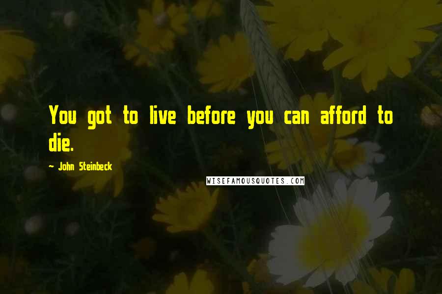 John Steinbeck Quotes: You got to live before you can afford to die.