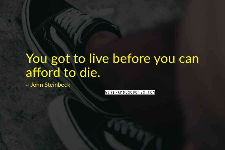 John Steinbeck Quotes: You got to live before you can afford to die.