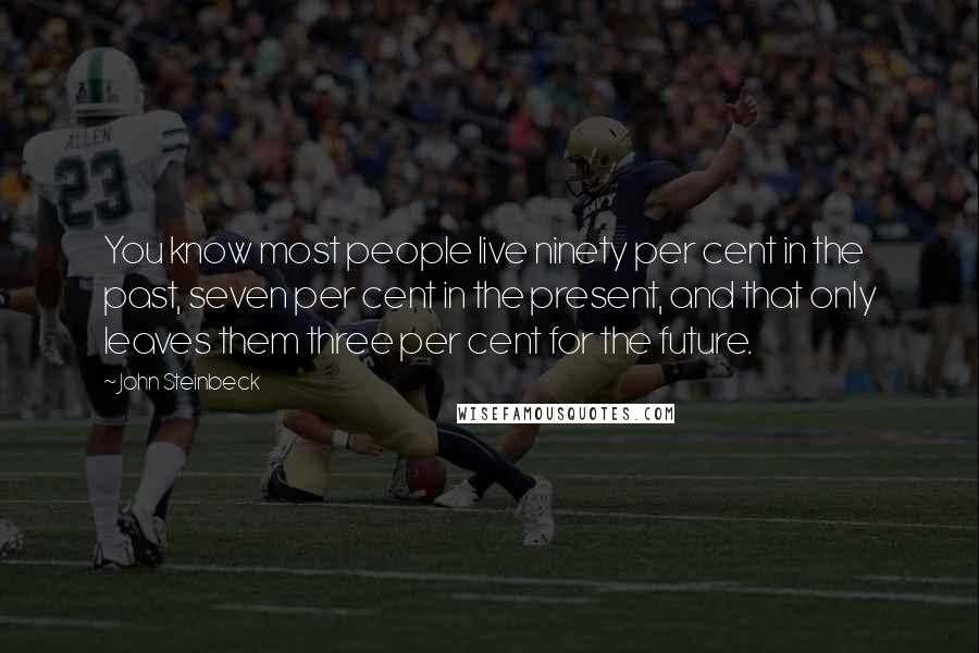 John Steinbeck Quotes: You know most people live ninety per cent in the past, seven per cent in the present, and that only leaves them three per cent for the future.
