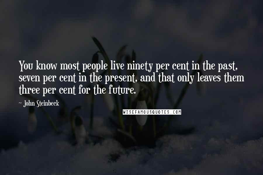 John Steinbeck Quotes: You know most people live ninety per cent in the past, seven per cent in the present, and that only leaves them three per cent for the future.