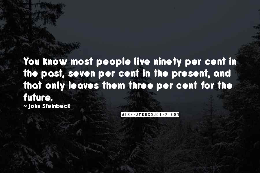 John Steinbeck Quotes: You know most people live ninety per cent in the past, seven per cent in the present, and that only leaves them three per cent for the future.