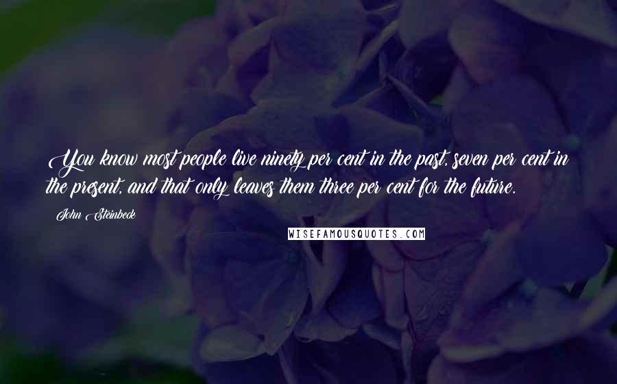 John Steinbeck Quotes: You know most people live ninety per cent in the past, seven per cent in the present, and that only leaves them three per cent for the future.