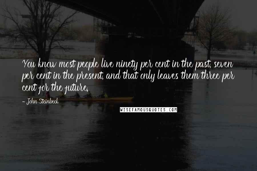 John Steinbeck Quotes: You know most people live ninety per cent in the past, seven per cent in the present, and that only leaves them three per cent for the future.