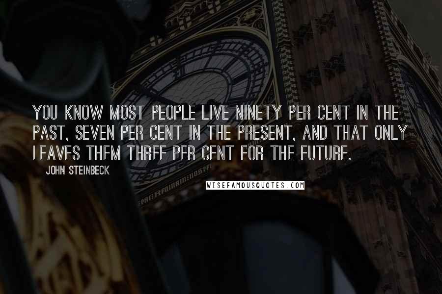 John Steinbeck Quotes: You know most people live ninety per cent in the past, seven per cent in the present, and that only leaves them three per cent for the future.