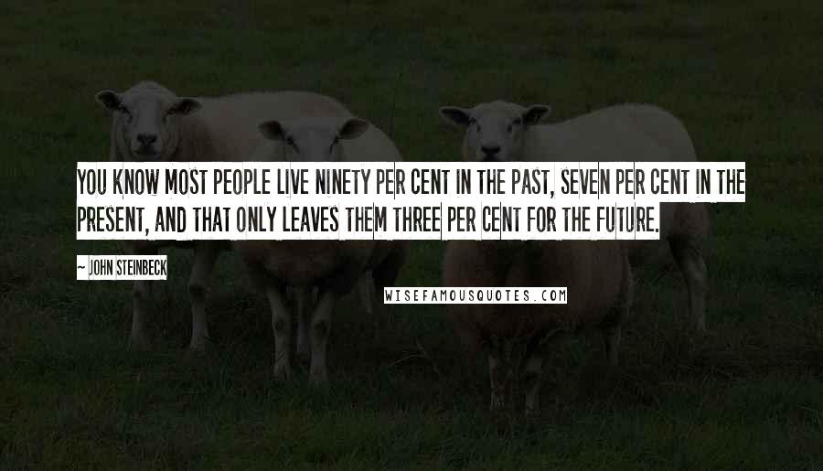 John Steinbeck Quotes: You know most people live ninety per cent in the past, seven per cent in the present, and that only leaves them three per cent for the future.