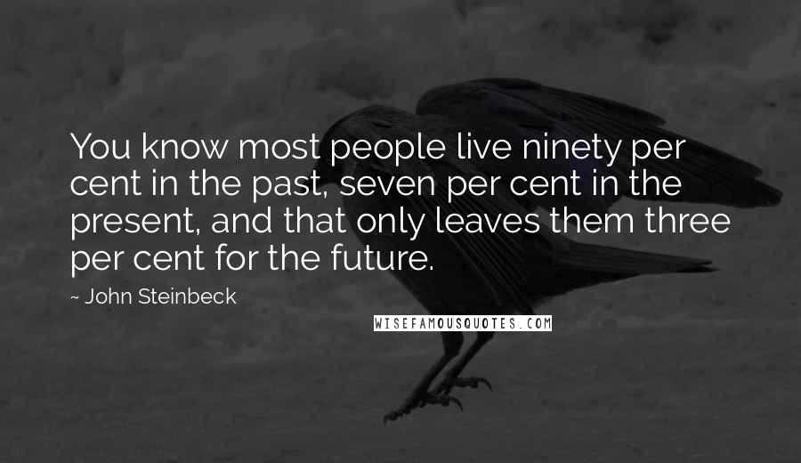 John Steinbeck Quotes: You know most people live ninety per cent in the past, seven per cent in the present, and that only leaves them three per cent for the future.