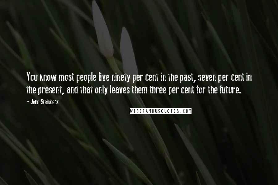 John Steinbeck Quotes: You know most people live ninety per cent in the past, seven per cent in the present, and that only leaves them three per cent for the future.