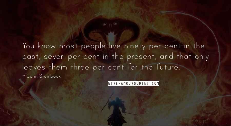 John Steinbeck Quotes: You know most people live ninety per cent in the past, seven per cent in the present, and that only leaves them three per cent for the future.