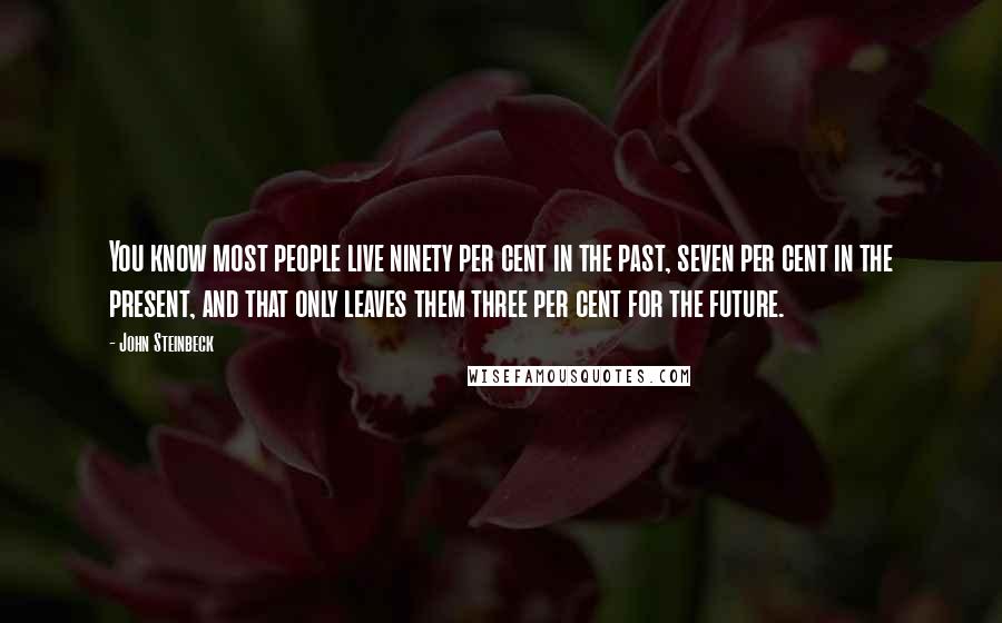 John Steinbeck Quotes: You know most people live ninety per cent in the past, seven per cent in the present, and that only leaves them three per cent for the future.