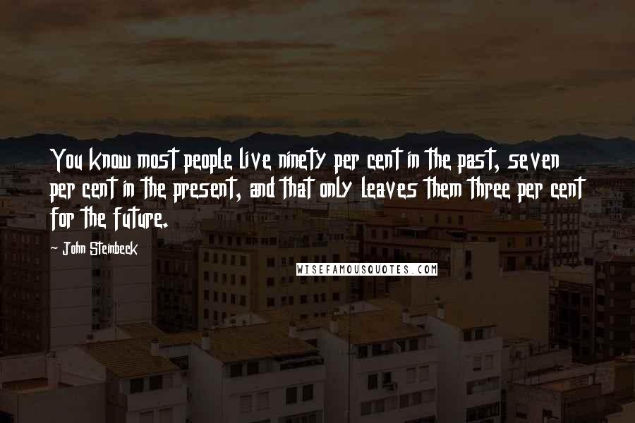 John Steinbeck Quotes: You know most people live ninety per cent in the past, seven per cent in the present, and that only leaves them three per cent for the future.