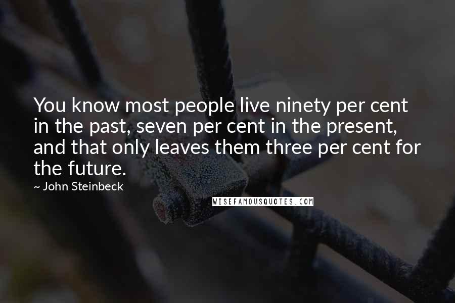 John Steinbeck Quotes: You know most people live ninety per cent in the past, seven per cent in the present, and that only leaves them three per cent for the future.