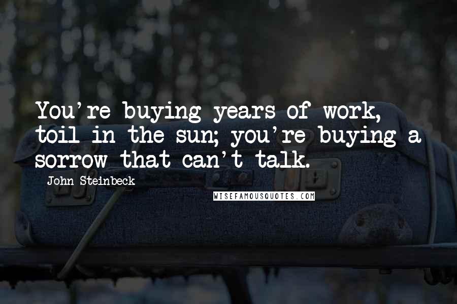 John Steinbeck Quotes: You're buying years of work, toil in the sun; you're buying a sorrow that can't talk.