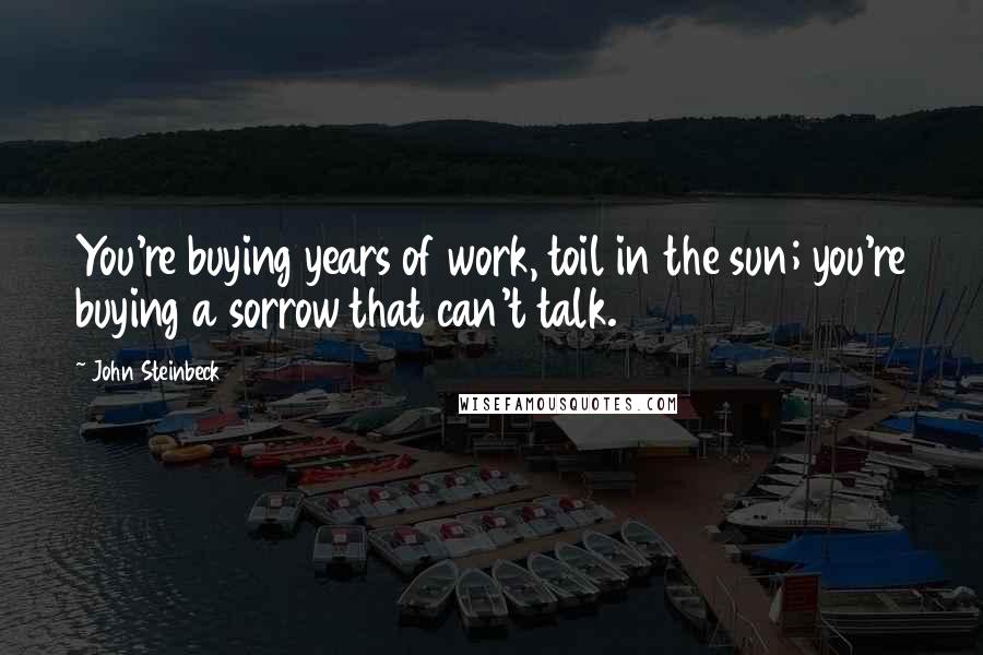 John Steinbeck Quotes: You're buying years of work, toil in the sun; you're buying a sorrow that can't talk.