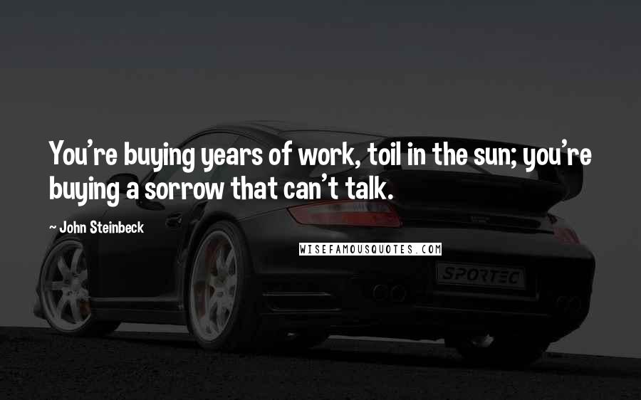 John Steinbeck Quotes: You're buying years of work, toil in the sun; you're buying a sorrow that can't talk.