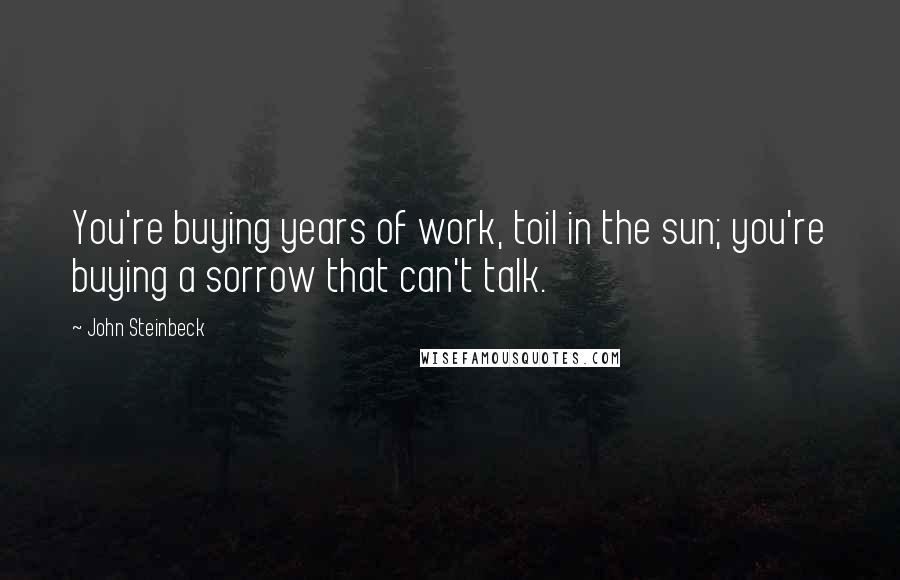 John Steinbeck Quotes: You're buying years of work, toil in the sun; you're buying a sorrow that can't talk.