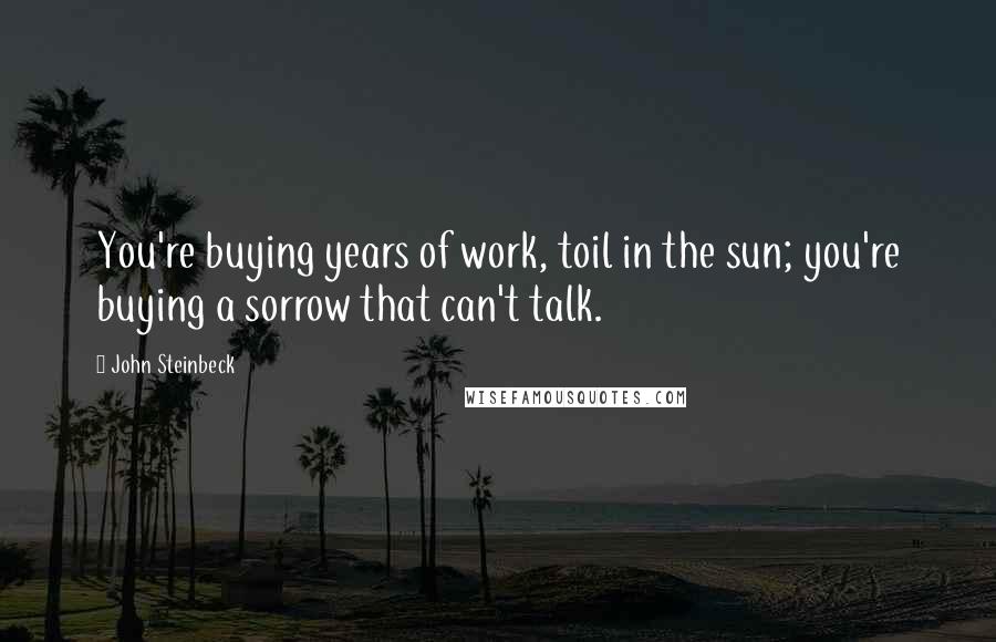 John Steinbeck Quotes: You're buying years of work, toil in the sun; you're buying a sorrow that can't talk.