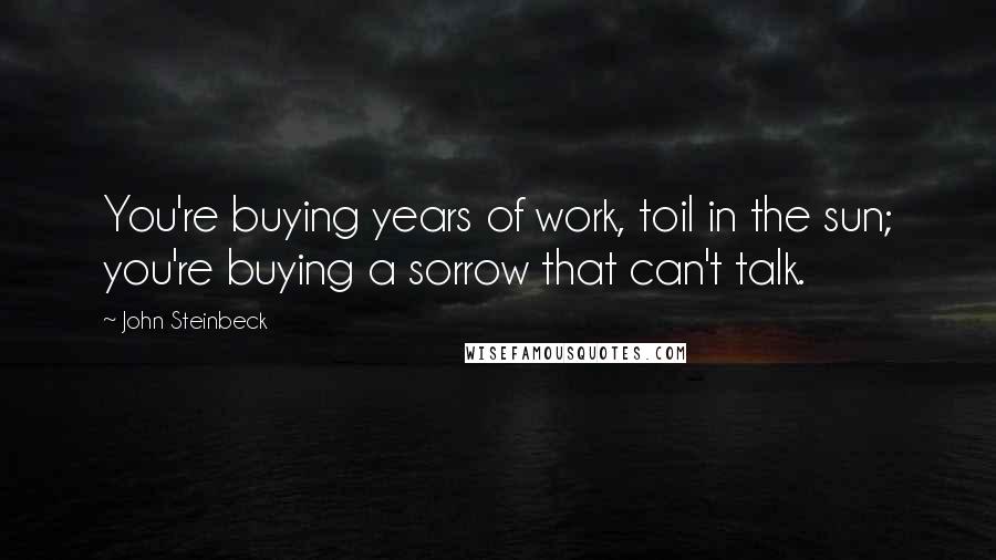 John Steinbeck Quotes: You're buying years of work, toil in the sun; you're buying a sorrow that can't talk.