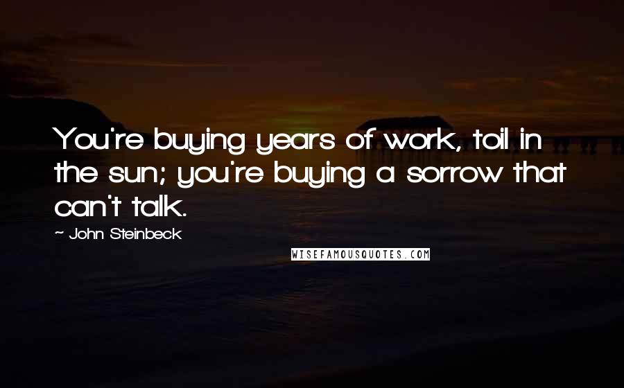 John Steinbeck Quotes: You're buying years of work, toil in the sun; you're buying a sorrow that can't talk.