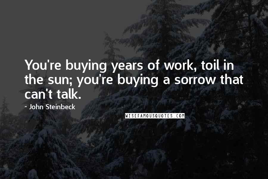 John Steinbeck Quotes: You're buying years of work, toil in the sun; you're buying a sorrow that can't talk.