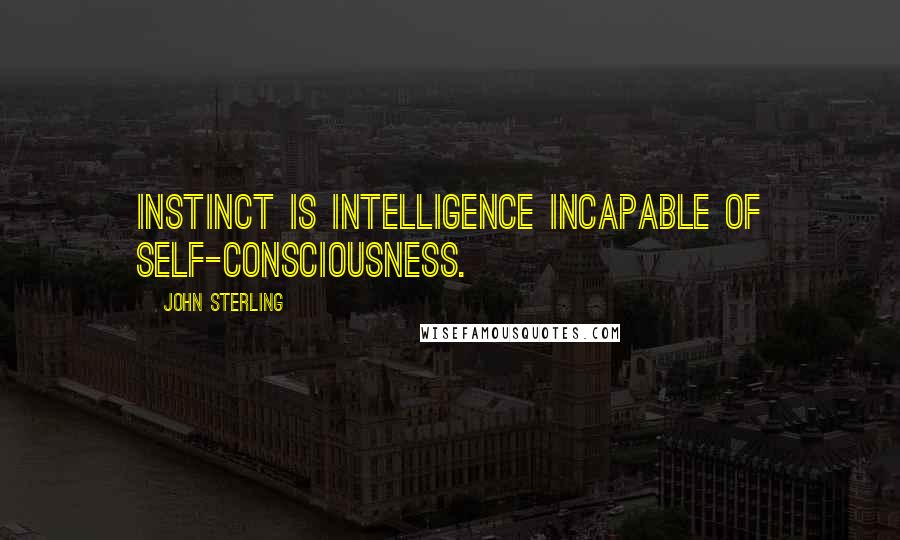 John Sterling Quotes: Instinct is intelligence incapable of self-consciousness.