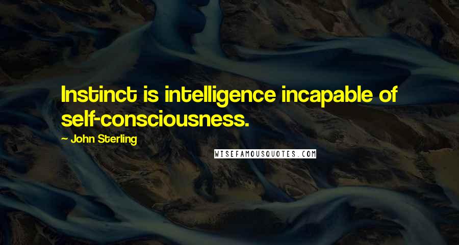 John Sterling Quotes: Instinct is intelligence incapable of self-consciousness.