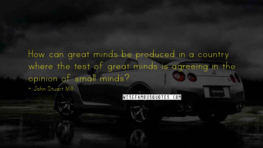 John Stuart Mill Quotes: How can great minds be produced in a country where the test of great minds is agreeing in the opinion of small minds?